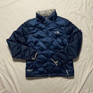 BLUE WOMENS NORTHFACE PUFFER JACKET